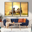 Wild Horses Wall Art Canvas Print – Framed Galloping Herd