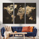 Framed World Map with Pin Canvas Print – Detailed World Map by MyGreatCanvas | Canvas Wall Art Prints | Photo Prints & Wall Decor