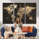 Framed World Map with Pin Canvas Print – Detailed World Map