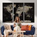 Detailed World Map Wall Art Print - Large Framed World Map