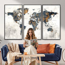 World Map Wall Art Canvas Print for Office Wall Decor