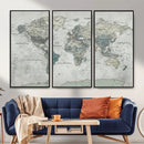 Neutral Vintage World Map Canvas Wall Art Print, Classic Map by MyGreatCanvas | Canvas Wall Art Prints | Photo Prints & Wall Decor