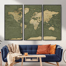 Large World Map Canvas Wall Art Print for Study Room Decor -
