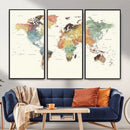 Framed World Map Wall Art Canvas Print for Living Room and by MyGreatCanvas | Canvas Wall Art Prints | Photo Prints & Wall Decor