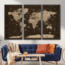 Colorful World Map Canvas Wall Art with Landmarks – Framed by MyGreatCanvas | Canvas Wall Art Prints | Photo Prints & Wall Decor