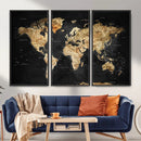 World Map Canvas Wall Art with Famous Landmarks – Framed by MyGreatCanvas | Canvas Wall Art Prints | Photo Prints & Wall Decor