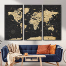 Vintage Blue and Brown World Map Canvas Wall Art – Framed by MyGreatCanvas | Canvas Wall Art Prints | Photo Prints & Wall Decor