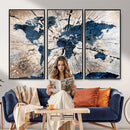 Rustic World Map Canvas Print – Framed Wall Art for Couples,