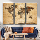 Navy Blue and Gold World Map Canvas Print – Framed Luxury by MyGreatCanvas | Canvas Wall Art Prints | Photo Prints & Wall Decor
