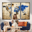 World Map Canvas Print – Colorful Abstract Travel Map,