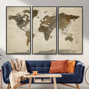 Vintage World Map Canvas Wall Art – Framed Travel Map for by MyGreatCanvas | Canvas Wall Art Prints | Photo Prints & Wall Decor