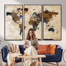 World Map Canvas Print – Framed Travel Map Wall Art for