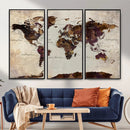World Map Canvas Triptych – Colorful Global Wall Art for by MyGreatCanvas | Canvas Wall Art Prints | Photo Prints & Wall Decor