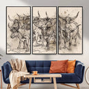 Abstract Cow Longhorn Wall Art Canvas Print for Cabin Decor by MyGreatCanvas | Canvas Wall Art Prints | Photo Prints & Wall Decor