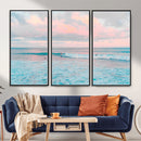 Ocean Wave Wall Art Canvas Print, Pastel Surf Seascape