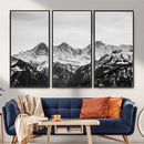 Black and White Mountain Wall Art Canvas Print, Snowy Alpine by MyGreatCanvas | Canvas Wall Art Prints | Photo Prints & Wall Decor