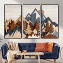 Layered Wooden Mountain Wall Art Canvas Print, Modern Rustic by MyGreatCanvas | Canvas Wall Art Prints | Photo Prints & Wall Decor