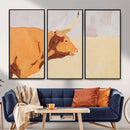 Minimal Longhorn Bull Wall Art Canvas Print, Neutral Western by MyGreatCanvas | Canvas Wall Art Prints | Photo Prints & Wall Decor
