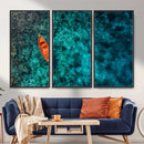 Turquoise Ocean Boat Wall Art Canvas Print by MyGreatCanvas | Canvas Wall Art Prints | Photo Prints & Wall Decor