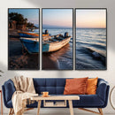 Coastal Fishing Boats Wall Art Canvas Print, Sunset Beach by MyGreatCanvas | Canvas Wall Art Prints | Photo Prints & Wall Decor