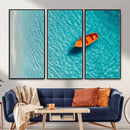 Minimalist Boat Wall Art Canvas Print, Aerial Sea Landscape by MyGreatCanvas | Canvas Wall Art Prints | Photo Prints & Wall Decor
