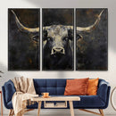 Rustic Longhorn Bull Wall Art Canvas Print – Vintage Western by MyGreatCanvas | Canvas Wall Art Prints | Photo Prints & Wall Decor