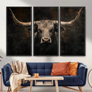 Vintage Longhorn Bull Wall Art Canvas Print – Rustic Western by MyGreatCanvas | Canvas Wall Art Prints | Photo Prints & Wall Decor