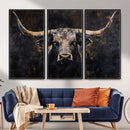 Abstract Longhorn Bull Wall Art Canvas Print – Rustic by MyGreatCanvas | Canvas Wall Art Prints | Photo Prints & Wall Decor
