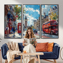 London Street Canvas Wall Art — Big Ben Red Bus Print | Oil by MyGreatCanvas | Canvas Wall Art Prints | Photo Prints & Wall Decor