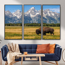Bison in Mountain Landscape Wall Art Canvas Print – Western by MyGreatCanvas | Canvas Wall Art Prints | Photo Prints & Wall Decor