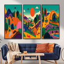 Colorful Japanese Landscape Print: Maximalist Panoramic Wall by MyGreatCanvas | Canvas Wall Art Prints | Photo Prints & Wall Decor