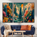 Colorful Japanese Landscape Print: Maximalist Panoramic Wall by MyGreatCanvas | Canvas Wall Art Prints | Photo Prints & Wall Decor