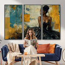 Elegant Woman Canvas Wall Art — Black Gold Gown Fashion by MyGreatCanvas | Canvas Wall Art Prints | Photo Prints & Wall Decor