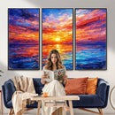 Colorful Knife Ocean Sunset Canvas — Orange Pink Teal by MyGreatCanvas | Canvas Wall Art Prints | Photo Prints & Wall Decor