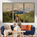 Konrad Petrides Sexten Village Canvas Print, Alpine Mountain Valley Painting, Dolomites Landscape Art by MyGreatCanvas | Canvas Wall Art Prints | Photo Prints & Wall Decor
