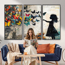 Banksy Butterfly Girl Wall Art Canvas Print, Framed Street by MyGreatCanvas | Canvas Wall Art Prints | Photo Prints & Wall Decor