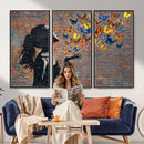 Urban Banksy Butterfly Girl Wall Art Canvas Print, Framed by MyGreatCanvas | Canvas Wall Art Prints | Photo Prints & Wall Decor