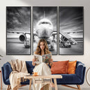 Airplane Wall Art Canvas Print, Black and White Jet Aircraft by MyGreatCanvas | Canvas Wall Art Prints | Photo Prints & Wall Decor