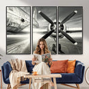 Vintage Airplane Wall Art Canvas Print, Black and White by MyGreatCanvas | Canvas Wall Art Prints | Photo Prints & Wall Decor