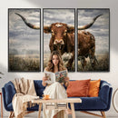 Texas Longhorn Canvas Wall Art Western Bull Desert Moody by MyGreatCanvas | Canvas Wall Art Prints | Photo Prints & Wall Decor