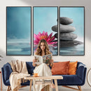 Zen Canvas Wall Art Lotus Flower Stacked Stones Teal Spa by MyGreatCanvas | Canvas Wall Art Prints | Photo Prints & Wall Decor