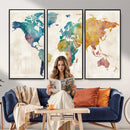 Watercolor World Map Canvas Wall Art Print – Abstract by MyGreatCanvas | Canvas Wall Art Prints | Photo Prints & Wall Decor