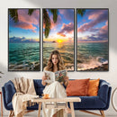 Hawaii Beach Sunset Canvas Wall Art Print, Tropical Ocean Landscape Artwork, Palm Tree Coastal Decor for Living Room Bedroom by MyGreatCanvas | Canvas Wall Art Prints | Photo Prints & Wall Decor