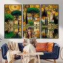 Gustav Klimt Golden Cityscape Wall Art Canvas Print,
