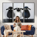 Funny Sheep Canvas Wall Art, Three Quirky Sheep Painting Print, Cute Animal Nursery Decor, Black White Navy Farmhouse Art, Kids Room Gift by MyGreatCanvas | Canvas Wall Art Prints | Photo Prints & Wall Decor