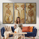 Mexican Folk Art Canvas Wall Art, Charro Poncho Sombrero Painting Print, Neutral Beige Boho Decor, Southwestern Impasto Style, Living Room Art by MyGreatCanvas | Canvas Wall Art Prints | Photo Prints & Wall Decor