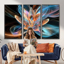 Fractal Lotus Canvas Wall Art, Blue Orange Glowing Flower Abstract Print, Modern Zen Meditation Room Decor, Ethereal Digital Art, Living Room by MyGreatCanvas | Canvas Wall Art Prints | Photo Prints & Wall Decor