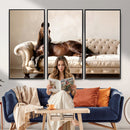 Funny Horse on Sofa Canvas Wall Art, Quirky Horse Lounging Photo Print, Whimsical Animal Decor, Living Room Conversation Art, Horse Lover Gift by MyGreatCanvas | Canvas Wall Art Prints | Photo Prints & Wall Decor