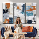 Blue Teal Abstract Canvas Wall Art, Modern Textured Painting Print, Navy Orange White Contemporary Art, Neutral Living Room Decor, Office Art by MyGreatCanvas | Canvas Wall Art Prints | Photo Prints & Wall Decor