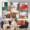 Blue Teal Abstract Canvas Wall Art, Modern Textured Painting Print, Navy Orange White Contemporary Art, Neutral Living Room Decor, Office Art by MyGreatCanvas | Canvas Wall Art Prints | Photo Prints & Wall Decor